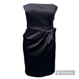 White House Black Market Black Strapless Vertical Ribbed Cocktail Dress - Size 0